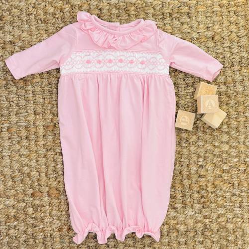 Smocked Layette Baby Gown in Pink - soft cotton, Baby Gift, baby girl, Coming home from hospital outfit, smocked baby outfit 501 *D