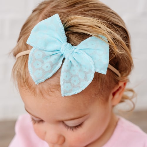 Mermaid Blue Ditsy Daisy Bow for girls, Spring Bow, Summer Bow – Little Poppy Co.
