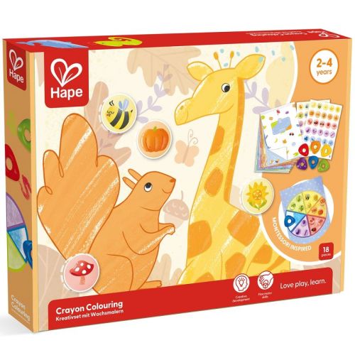 Hape: Crayon Coloring - 18pc Art Set, Animal & Nature Theme, Ages 2+