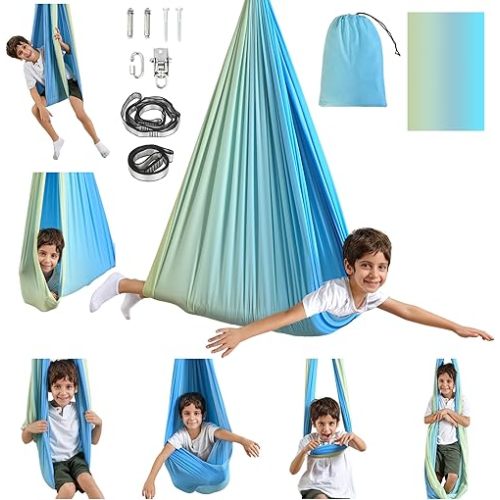 Sensory Swing, Indoor & Outdoor Sensory Swing for Kids & Adults, Double Layer Therapy Cuddle Swing for Kid with Autism, Holds up to 300lbs