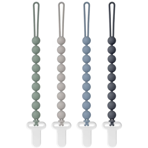 Pacifier Clips Silicone, 4-Pack Pacifier Holder Clip with Stylish Round Design, 100% Food Grade Silicone, Safe Essentials for Newborns Baby Boys and Girls