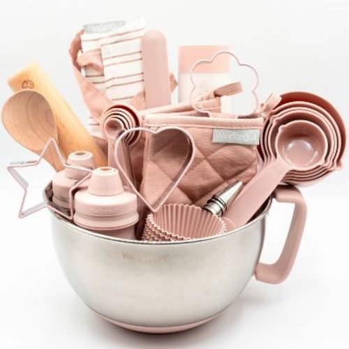 Ultimate Baking Kit for Kids - Kids Baking Set with Child Sized Utensils - Includes Apron, Oven Mitts, Silicone Mats & Liners - Cooking Set for Kids