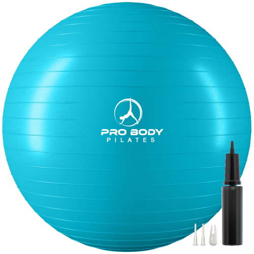 ProBody Pilates Ball Exercise Ball for Stability, Therapy Ball Workout Ball or Birthing Ball for Pregnancy (Sky, 55 cm)