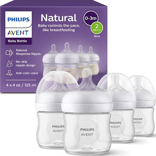 Philips Avent Natural Baby Bottles, Slow Flow, 4 oz, BPA-Free, 4-Pack