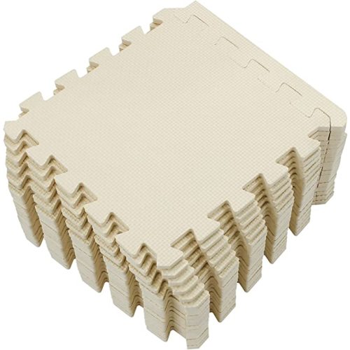 Yostrong® 18 Tiles Interlocking Puzzle Foam Baby Play Mat with Straight Edges for Playing - EVA Babies Crawling Mat | Rubber Floor Work Out Mats for Home Gym. Beige. YOC-Jb18S18