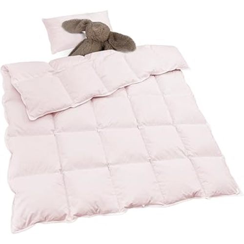 zzlamb Toddler Comforter Baby Down Blanket, Lightweight & Breathable Small Crib Quilt All Season Duvet Insert, Soft Brushed Noiseless Shell Down Proof Machine Washable, Cherry Pink 41x48in