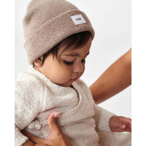 Heather Knit Beanie, Ash Oak - 7AM Enfant | Maisonette