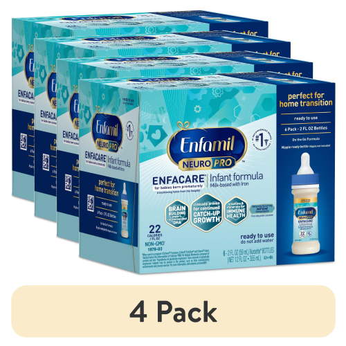 (4 pack) Enfamil NeuroPro Enfacare Non-GMO Liquid Baby Formula, 2 oz Bottle (6 ct)