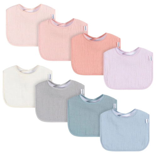 8-Pack Baby Girls Pastel Muslin Drooling Bibs – Gerber Childrenswear