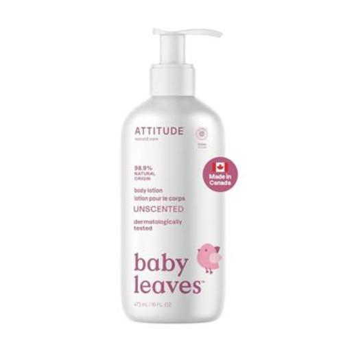 ATTITUDE Baby Lotion, Made in Canada, EWG Verified Moisturizer, Dermatologically Tested Moisturizing Cream, Vegan and Cruelty-Free, Unscented, 473 mL