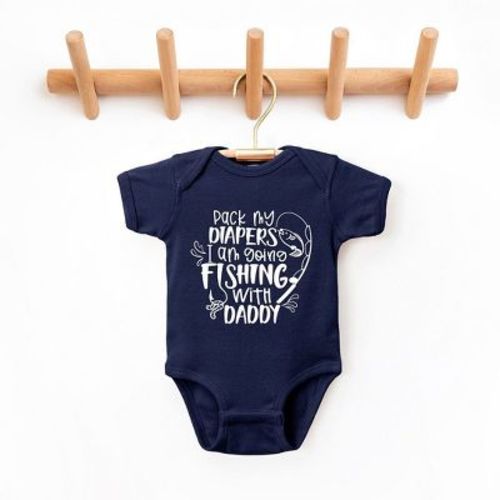 The Juniper Shop Pack My Diapers I'm Going Fishing With Daddy Baby Bodysuit - 18 Month - Navy
