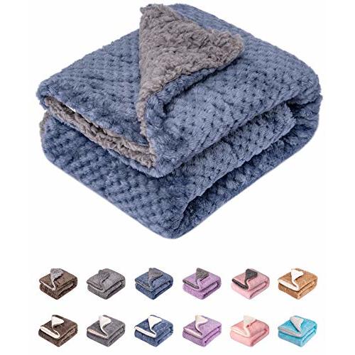 DG Plush Fleece Receiving Blanket for Dog, Cat, Pet - Warm & Soft, Couch, Sofa, Travel & Outdoor, Camping (24" x 32"), Smoked Blue