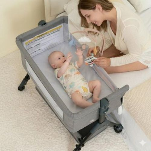 Kmaier Baby Bassinet 3 in 1 Baby Bassinet Bedside Sleeper, Easy Assemble And Folding Portable Baby Cradle,Grey