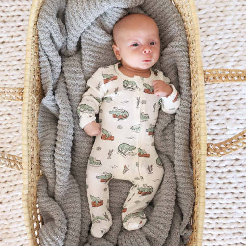 Later Gator Bamboo Waffle Zipper Footie