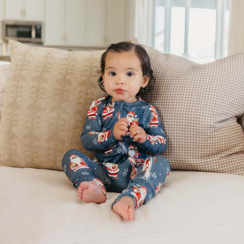 Bamboo Convertible Zip-Up Footie - Santa Claus