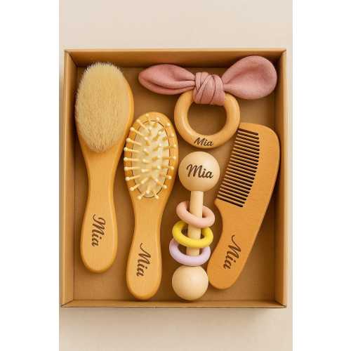 Personalised Wooden Baby Hairbrush Set, Keepsake Gift,Baby Shower,New Mom Gift,Baby Girl Gift,Baby Boy Gift,Xmas Gift
