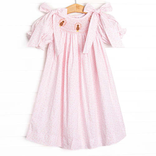 Gobble Garden Smocked Dress, Pink – Stitchy Fish