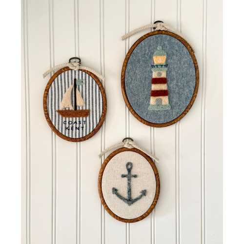 Nautical Nursery Wall Art Set, Personalized Sailboat Lighthouse Anchor Decor, Coastal Baby Boy Nursery, Ocean Theme Room Decor
