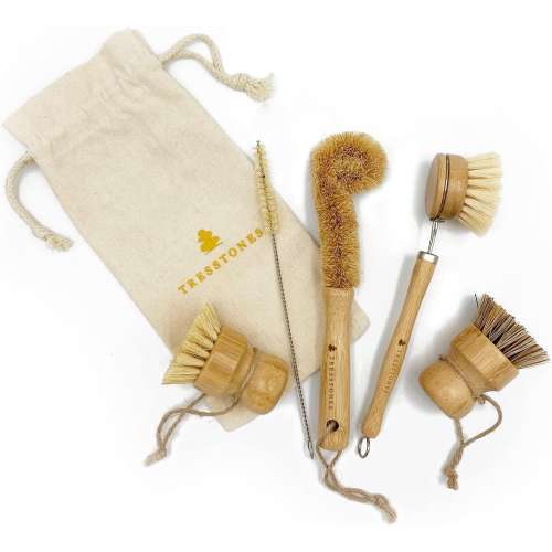 Natural Bamboo Kitchen Dish Brush Set