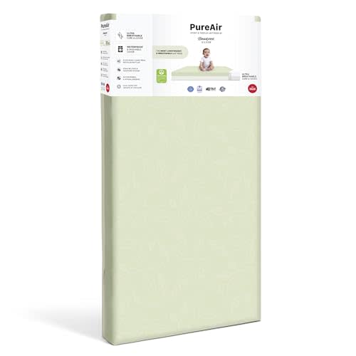 Beautyrest Silver PureAir Two-Stage Crib and Toddler Mattress – Greenguard Gold, Removable/Machine Washable Cover, Breathable Cover & Core with Stain Release, Moisture Wicking Technology, White/Green