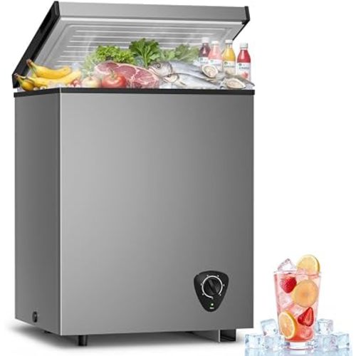 3.5 Cu.Ft Small Chest Freezer - Deep Freezer 7 Adjustable Temperature