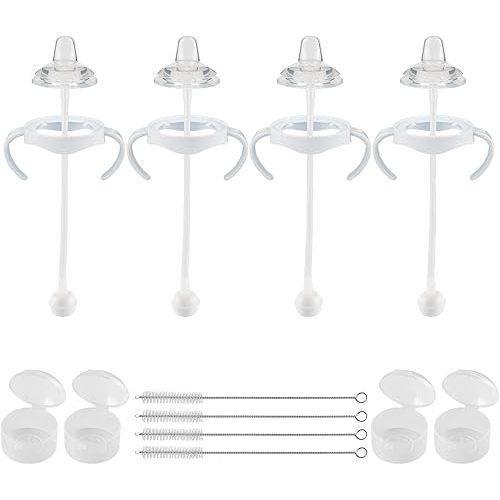 Sippy Cup Conversion Kit for Philips Avent Natural Baby Bottles, Weighted Straw Replacement Kit with Spout Nipples and Handle,6m+,Set of 4