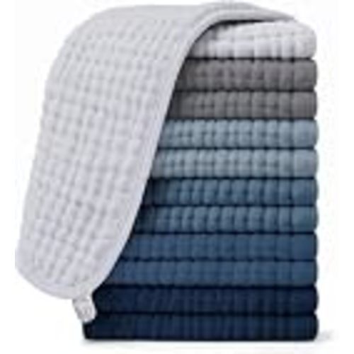 Ease Cubs 12 Pack Muslin Burp Cloths Large 100% Cotton Hand Washcloths, Baby Essentials Absorbent and Soft Burping Rags for Newborn Registry, 20" X10", Slate, Grey and Navy Series