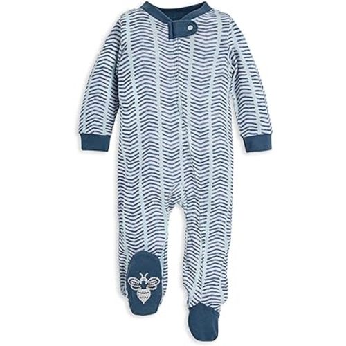Burt's Bees Baby Boys' Sleep & Play PJs, 100% Organic Cotton One-Piece Zip Front Jumpsuit, Baby Boys Footie Pajamas & PJs