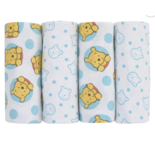 Disney Winnie the Pooh so Loved 4-PK Cotton Receiving Blankets, Yellow, Aqua, Boy and Girl Infant - Walmart.com
