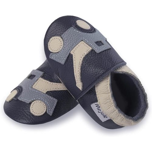 Mejale Soft Sole Leather Baby Crib Shoes Infant Toddler Prewalkers