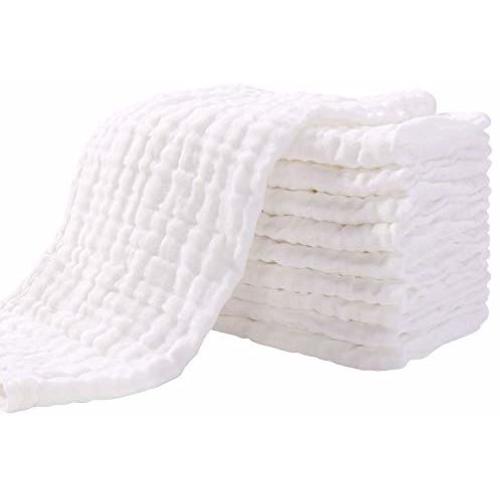 Muslin Burp Cloths for Baby 10 Pack 100% Cotton Large 13''X17'' Super Soft and Absorbent by YOOFOSS