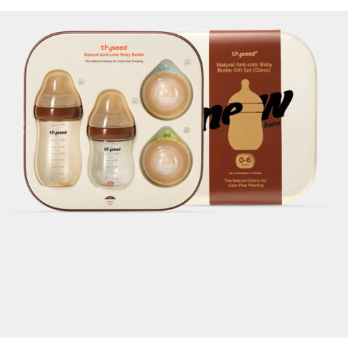 Thyseed Anti-Colic Glass Baby Bottle 0-6M Foundation Set