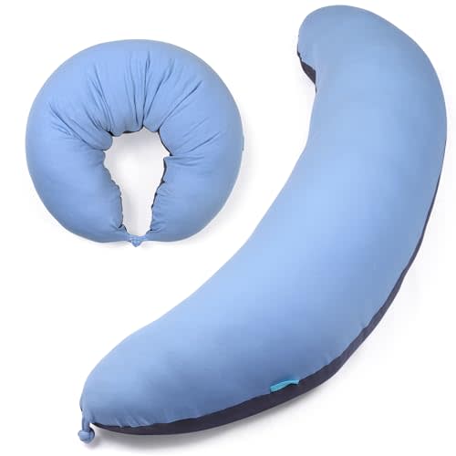 BYRIVER 39" C Shaped Body Pillow for Side Sleeping Adults Men Women, Anxiety Relief Hugging Gaming Lap Pillow, Pregnancy Knees Separate Pillow, Gifts for New Moms, Removable Pillowcase(L)