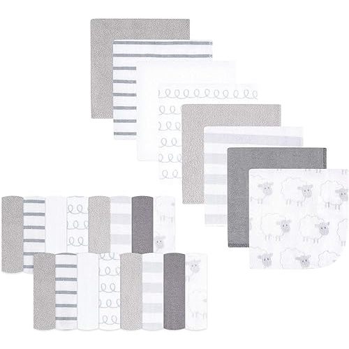 Hudson Baby Unisex Baby Rayon from Bamboo Washcloth Bundle, Gray Sheep, One Size