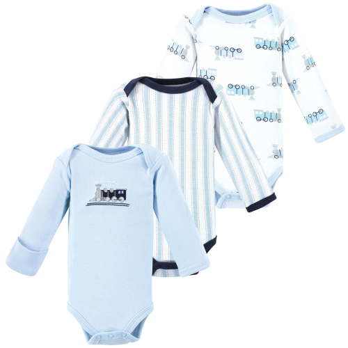 Little Treasure Luvable Friends Preemie Long Sleeve Bodysuit 3pk, Trains