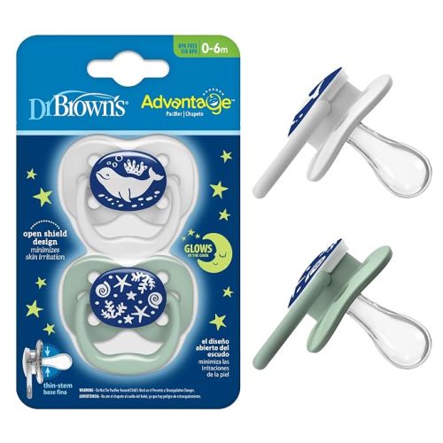 Dr. Brown's Advantage Pacifier, Blue Ocean, 0-6m, 2-Pack