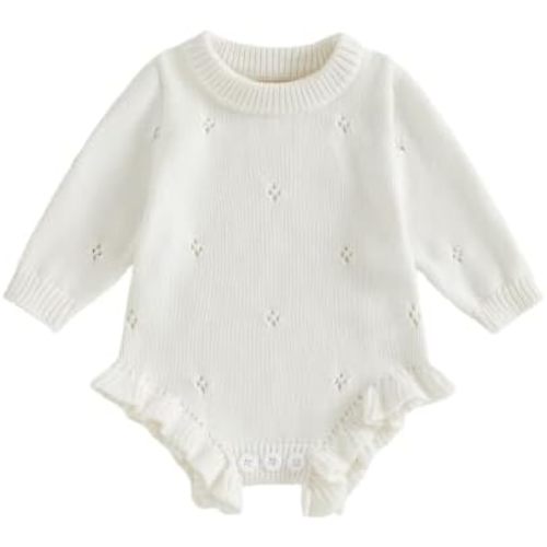 Newborn Baby Girl Ruffle Knit Sweater Romper Coming Home Outfit