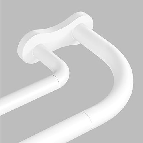 Double Curtain Rod 34-60 Inch, White Dual Curtain Rods for Windows