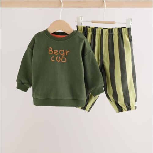 Buy Green Stripe Sweat Top and Trousers Baby Set (0mths-2yrs) from Next USA