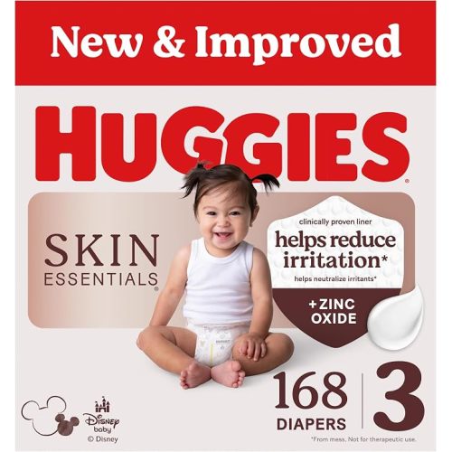 Huggies Size 3 Diapers, Skin Essentials Baby Diapers, Size 3 (16-28 lbs), 66 Count, Packaging May Vary