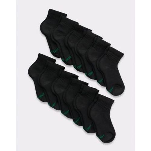 Hanes Boys' 12pk Cushioned Ankle Athletic Socks - Black S