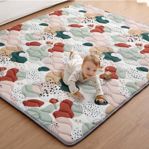 Blissful Diary Baby Play Mats for Floor, 71x59 Inch Thicker Foam Playmats for Babies and Toddlers, Soft Cushioning Baby Crawling Mat, Modern Abstract