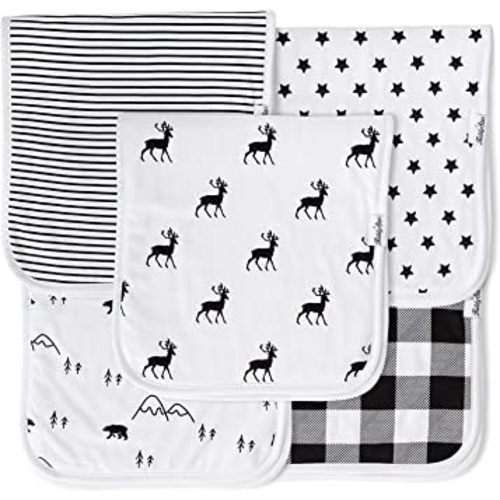 5-Pack Burp Cloths – Organic Cotton, Soft, Large & Absorbent 3-Layer Towels for Newborns – Essential for Feeding & Spit-Up