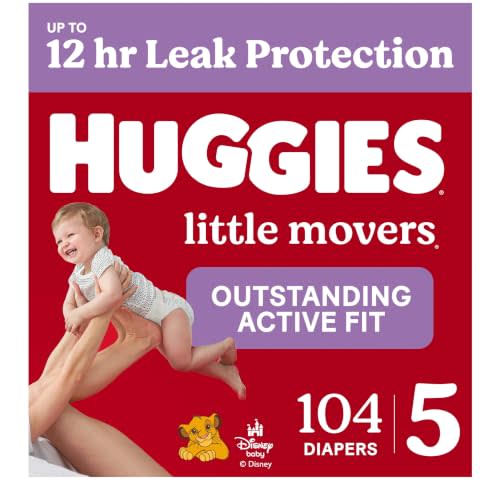 Huggies Little Movers, Baby Diapers, Size 5, 104 Count