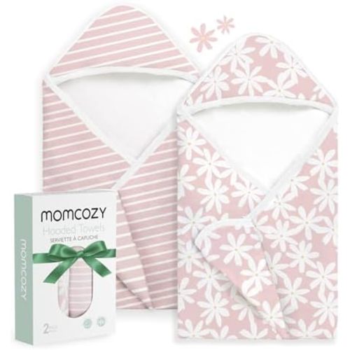 Momcozy Baby Towels, Soft Absorbent Bath Towel for Newborn&Toddler,Flower
