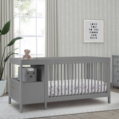 Delta Children Zoe 5-in-1 Convertible Crib and Changer - Gray