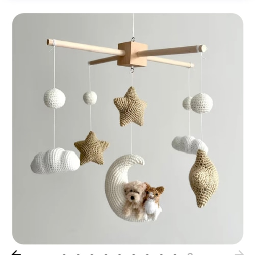 Pet Moon Brown | Custom Crochet Pet Nursery Baby Mobile – My Dollfy