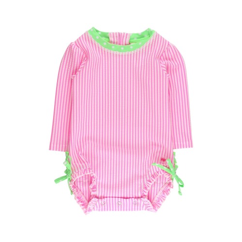 Kids' Seersucker One-Piece Rashguard Swimsuit, 2T