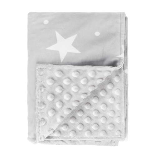 Beavtaens Baby Blanket, Double Layer Dotted Backing, Soft Plush for Newborn, 30"x 40", Grey Stars