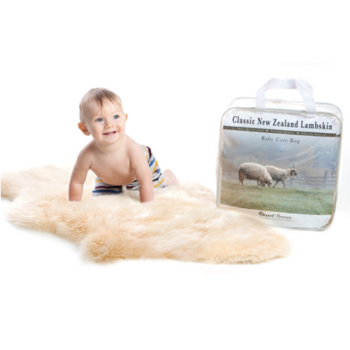 New Zealand Classic Lambskin, Natural Length Wool, Unshorn Lambskin Baby Care Rug Silky Soft
